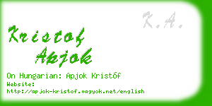 kristof apjok business card